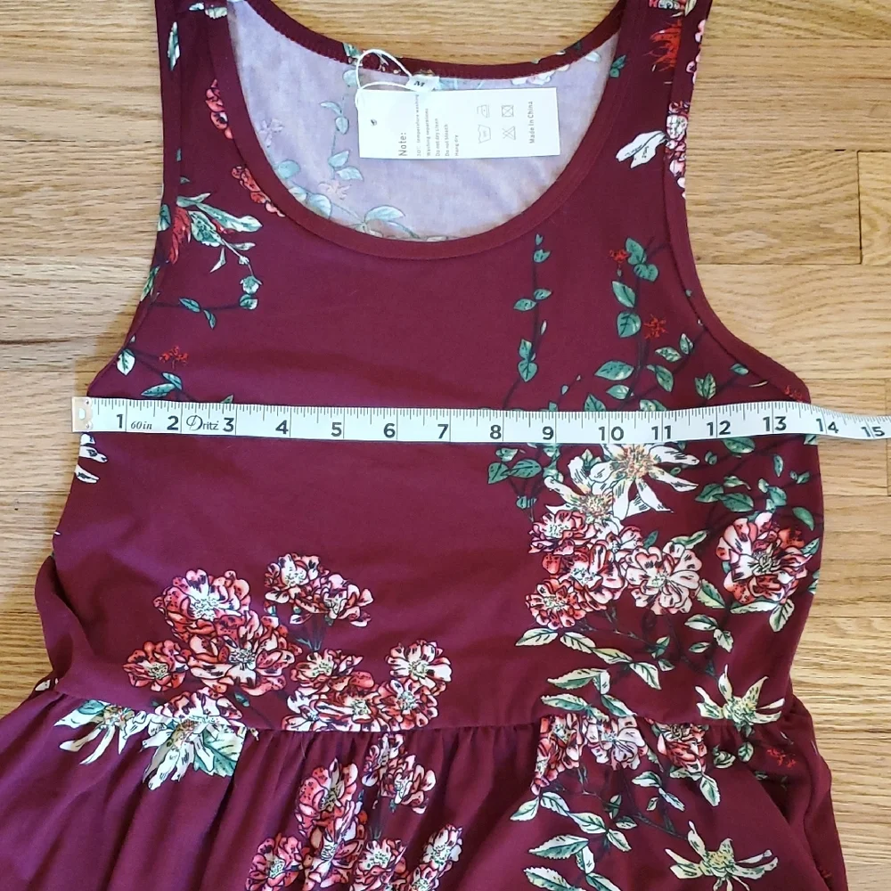 Floral Sleeveless Burgundy Dress - Picture 9 of 10